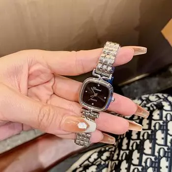 Модные маленькие квадратные часы, элегантные женские часы, браслет из легированной стали, женские часы, простые женские кварцевые часы