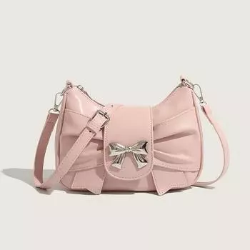 Модные маленькие квадратные сумки, новые розовые сумки на молнии с милым бантом, подмышечные сумки в корейском стиле, женские сумки через плечо, универсальные сумки через плечо