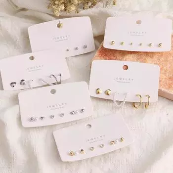 Модные маленькие серьги-гвоздики, женские серьги-гвоздики для женщин, винтажные акриловые серьги-капли с геометрическим рисунком, комплект женских украшений