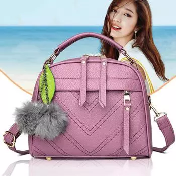 Модные маленькие сумки через плечо для женщин, высокое качество, сумка через плечо из искусственной кожи, меховой декор, сумка, сумка-мессенджер 22*18*11cm чёрный