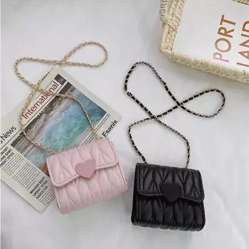 Модные маленькие сумки на плечо для маленьких девочек с сердечком, детский кошелек, аксессуары, сумки, милая детская мини-квадратная сумка-мессенджер