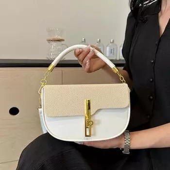 Модные маленькие сумки-седла из искусственной кожи для женщин, винтажная дизайнерская сумка через плечо, небольшой кошелек с замком, сумки белый