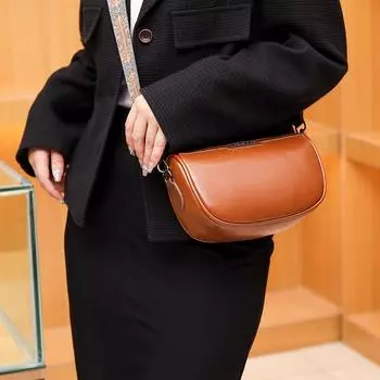 Модные маленькие сумки-седла из искусственной кожи для женщин, винтажная дизайнерская однотонная сумка через плечо через плечо 21x8x14cm чёрный