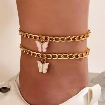 Модные маленькие свежие аксессуары в виде бабочек, двойной геометрический кулон в виде бабочки из сплава с животными золотой