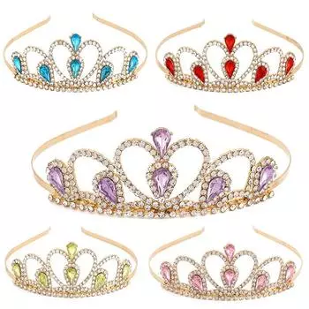 Модные маленькие тиары с каплями воды и кристаллами для девочек, повязки на голову для вечеринки, дня рождения, свадебного платья, украшения для волос, аксессуары белый