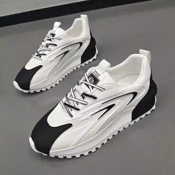 Модные массивные кроссовки для мужчин и женщин, туфли с закрытым дном, модные повседневные туфли из кожи и сетки с дышащей подошвой и увеличенной внутренней плоской платформой 38