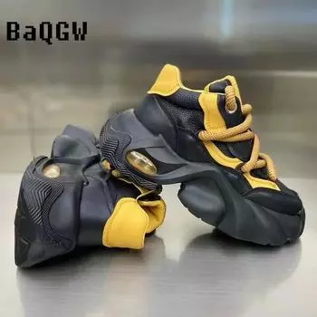 Модные массивные кроссовки для мужчин, зимние плюшевые теплые зимние ботинки, модная повседневная спортивная обувь из микрофибры и кожи с увеличенной внутренней платформой 39