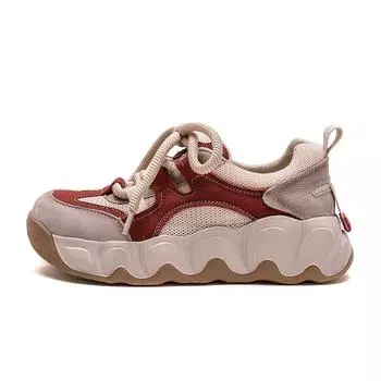 Модные массивные кроссовки для женщин, удобные кроссовки из натуральной кожи 35 красный