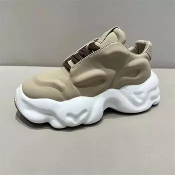 Модные массивные кроссовки мужские дизайнерские кроссовки модные повседневные из микрофибры кожа дышащие высокие спортивные туфли на платформе 38 белый