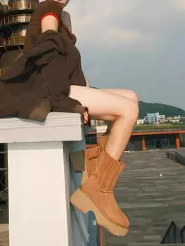 модные массивные замшевые хлопковые туфли женские платформа мех зимние сапоги 2024 зима новые ботильоны плюшевые теплые каблуки брендовая мода zapatos mujer 35 малиновый