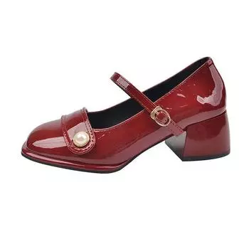 Модные массивные женские повседневные туфли для вечеринок 2025 новая модель Универсальные удобные женские туфли на высоком каблуке Нежные ретро женские туфли 35