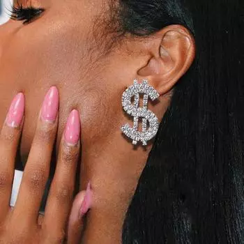 Модные массивные женские серьги со знаком доллара со стразами, трендовые ювелирные изделия 2021, висячие висячие серьги для пирсинга, эстетические