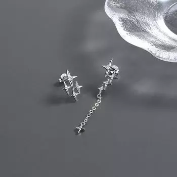 Модные медные серьги-гвоздики для девочек в подарок, нишевые дизайнерские серьги-гвоздики для женщин, серьги в корейском стиле серебряный