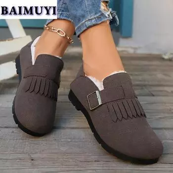 Модные меховые балетки женские ботильоны с бахромой зимние ботинки 2025 года тренд зимние новые повседневные ботинки челси прогулочные кроссовки короткие плюшевые удобные ботинки 36 зелёный