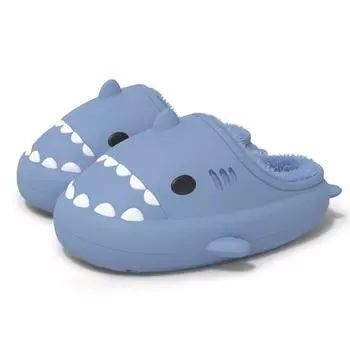 модные меховые тапочки Comwarm из акулы для женщин и мужчин, зимние плюшевые тапочки из акулы для дома, нескользящие, водонепроницаемые, теплые тапочки из акулы 36-37(22.5-23cm)