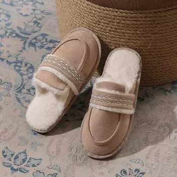 Модные меховые тапочки женские пушистые зимние домашние туфли пушистые тапочки короткие плюшевые тапочки для дома и улицы Zapatillas Mujer 36-37 чёрный