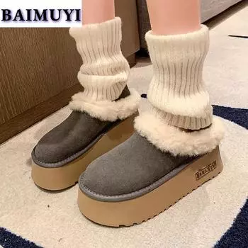 модные меховые туфли на плоской подошве женские тапочки повседневные замшевые туфли 2025 года трендовые зимние новые шлепанцы для ходьбы зимние ботинки уютные женские туфли-сапатиллы 35 серый
