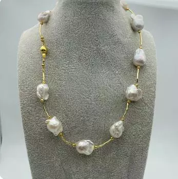 Модные металлические аксессуары, белое жемчужное ожерелье в стиле барокко