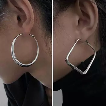 Модные металлические большие круглые серьги-кольца для женщин, преувеличенные простые серебряные геометрические серьги, ювелирные изделия, подарок, бижутерия Gold-01