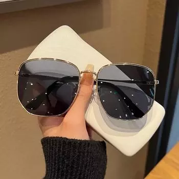 Модные металлические большие оправы, показывающие лицо, маленькие солнцезащитные очки для женщин, солнцезащитные очки с защитой от ультрафиолета для вождения для мужчин single glasses