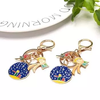 Модные металлические брелки с розами, брелок со звездным маленьким принцем, креативный брелок для мальчиков, мужчин и женщин