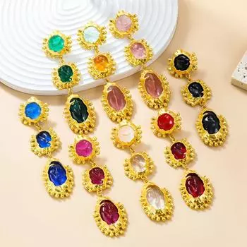 Модные металлические геометрические серьги из смолы для женщин, преувеличенные и минималистичные висячие серьги, аксессуары для банкетных украшений