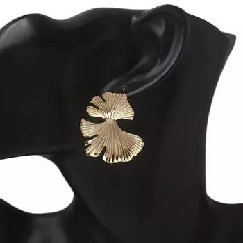 Модные металлические преувеличенные серьги женские простые серьги в виде листьев гинкго, серьги с холодным ветром и уличной стрельбой, индивидуальные серьги золотой