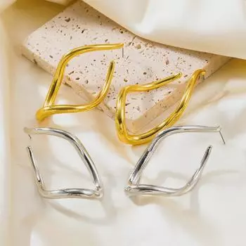 Модные металлические серьги в виде витой линии: Европейский и американский дизайн сплава для женщин золотой