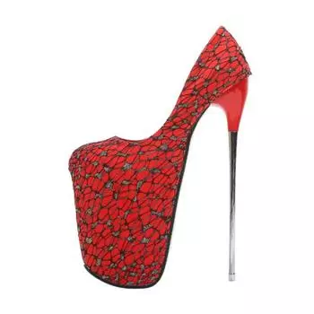 Модные металлические туфли на очень высоком каблуке 22 см, женская обувь на платформе, женские туфли на каблуках, сексуальная обувь, женские туфли-лодочки, туфли на каблуках для вечеринок и стриптиза 34 чёрный