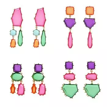 Модные металлические висячие серьги из смолы с геометрическим узором для женщин, новый преувеличенный и минималистичный дизайн, ювелирные изделия, аксессуары для вечеринок