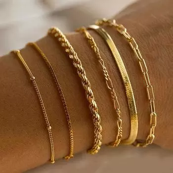 Модные металлические золотые кубинские браслеты-цепочки, классические браслеты-цепочки в виде змеи, набор браслетов для женщин, модные ювелирные изделия, подарки аэро