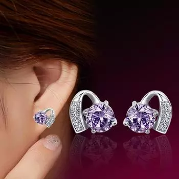 Модные микро-инкрустированные циркониевые серьги-гвоздики посеребренные серьги Meiyi