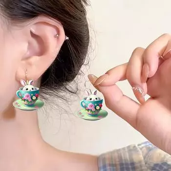 Модные милые акриловые серьги-кролики для женщин разноцветный