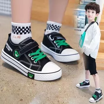 Модные милые детские парусиновые туфли на мягкой подошве для мальчиков, студенческие туфли на плоской подошве 26 inner length 16.5cm