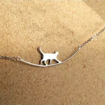 Модные милые кошки, простые индивидуальные украшения из стерлингового серебра 925 пробы, ювелирные изделия с животными, ходячая кошка, цепочка на ключицы, ожерелья dz245