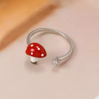 Модные милые красные кольца с грибами для женщин и девушек, регулируемое кольцо с кристаллами для невесты, свадьбы, помолвки, эффектное ювелирное изделие, подарок