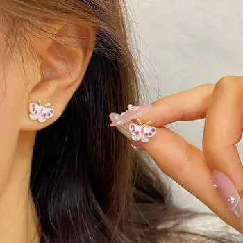 Модные милые крутые расписные серьги-бабочки модные женские подарки на вечеринку изысканные аксессуары