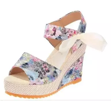 Модные милые кружевные туфли женские туфли на танкетке туфли на платформе сандалии на высоком каблуке 35