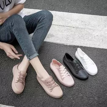 Модные милые маленькие белые туфли с неглубоким носком, непромокаемые туфли из ПВХ, мягкие, для работы на открытом воздухе, низкие женские резиновые сапоги 2025 36 розовый