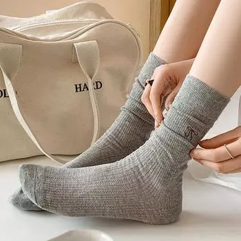 Модные милые носки в стиле преппи с вышитыми бантами белый