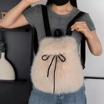 Модные милые плюшевые повседневные рюкзаки Зимние изысканные простые модные портативные женские рюкзаки чёрный