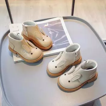 Модные милые полусапожки с мягкой подошвой для девочек на осень и зиму 30 бежевый