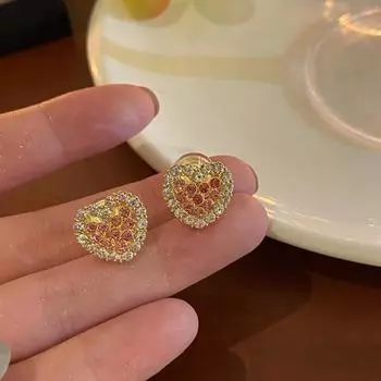 Модные милые розовые стразы, индивидуальные, темпераментные серьги с геометрическим рисунком, женские серьги без пирсинга в ушах