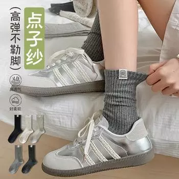 Модные милые щенки среднего размера носки-трубы детские японские идеи пряжа серые штабелируемые носки чулки One Size темно-серого