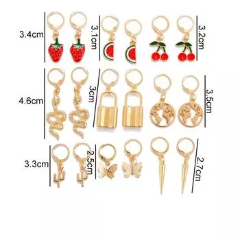 Модные милые серьги, комплект женских красных, клубничных и вишневых сережек, милые винтажные ювелирные изделия