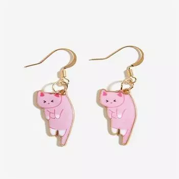 Модные милые серьги-крючки в виде котенка, мультяшной девушки, цветка, кошки, сладкие и свежие серьги с текстурой