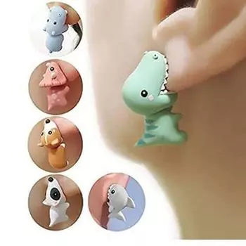 Модные милые серьги с динозаврами в форме животных, подходящие для дам и девочек, забавные подарки на день рождения 2.4*1.5cm