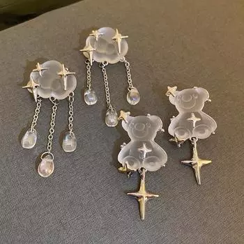 Модные милые серьги с медведем, женские нишевые серьги с крестом, милые крутые нишевые серьги для пожилых людей, индивидуальные серьги, подарок на вечеринку A