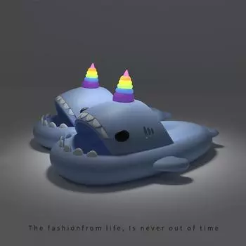 Модные милые тапочки Shark для женщин и мужчин, летние туфли на платформе, светящиеся в ночи, аксессуары для самостоятельного изготовления, домашние пляжные горки для влюбленных, домашние уличные тапочки EU36-37