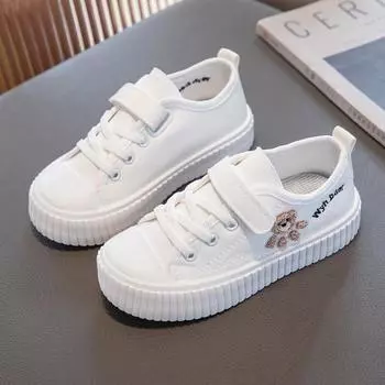 Модные милые туфли для девочек из парусины, простые студенческие туфли, маленькие белые детские туфли 26 белый